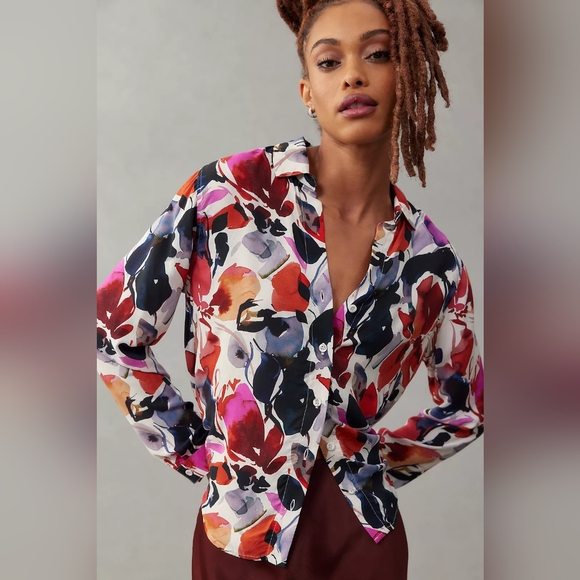Anthropologie Tops - Anthropologie Cloth & Stone Printed Buttondown Shirt Floral Medium